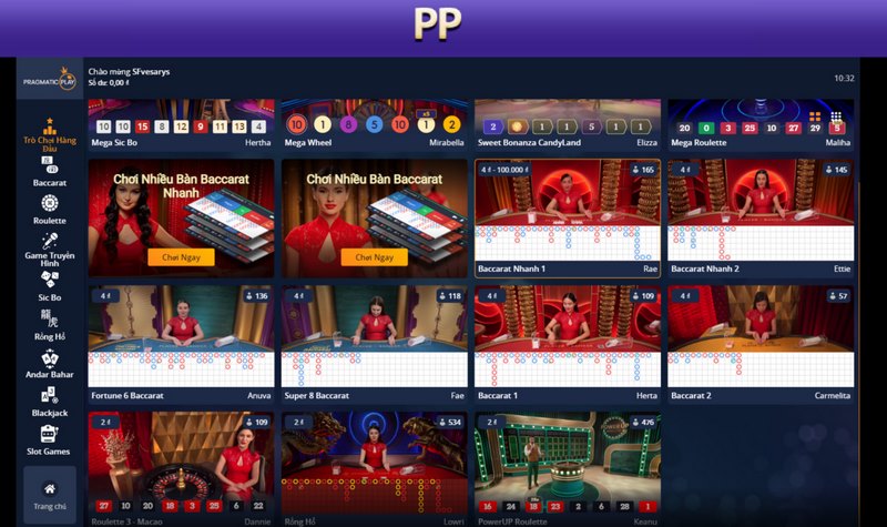 Các trò chơi game bài đổi thưởng hấp dẫn tại sảnh PP