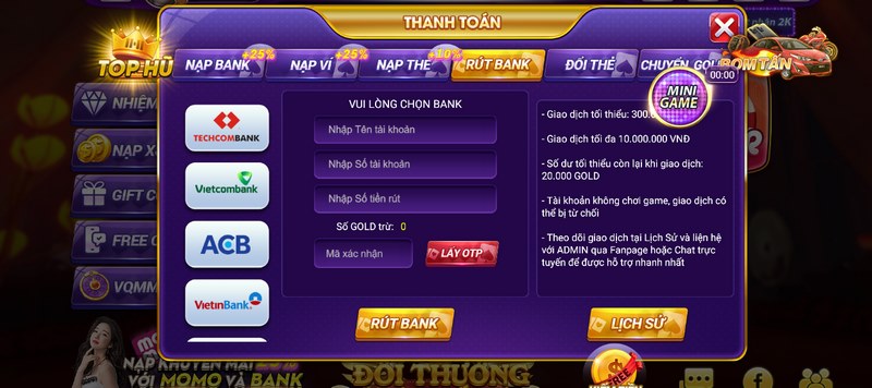 Quy trình rút tiền từ Mix79