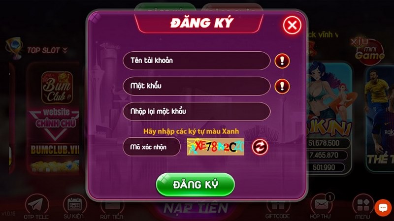 Hướng dẫn đăng ký tài khoản chơi tại Bum club