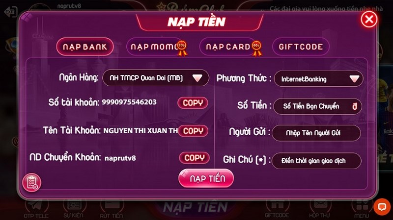 Hướng dẫn nạp/rút tiền Bum club siêu đơn giản