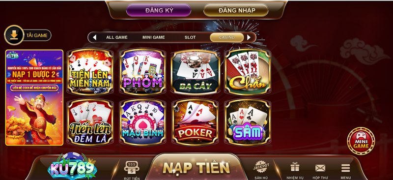 Ku789 và loạt game đa dạng thể loại