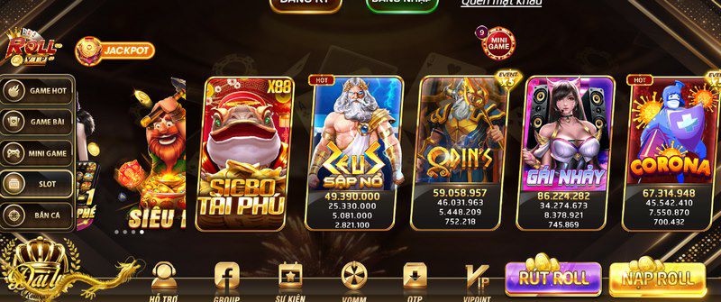 Các siêu phẩm game tại Roll Vip