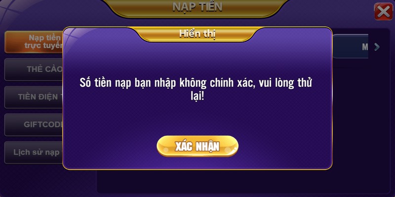  Thông tin không đúng gây ra lỗi thường gặp khi nạp tiền tại 68 game bài